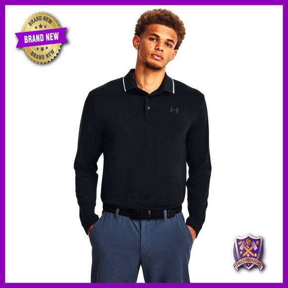 Men's Long Sleeve Performance Polo - Moisture Wicking Stretch Fabric